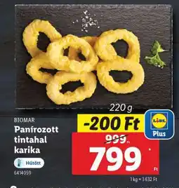 Lidl BIOMAR Panírozott tintahal karika ajánlat