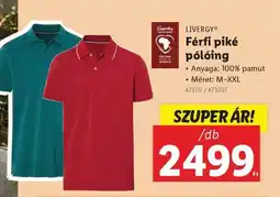 Lidl LIVERGY Férfi piké pólóing ajánlat