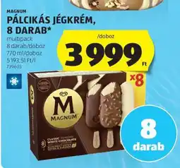 ALDI MAGNUM PÁLCIKÁS JÉGKRÉM, 8 DARAB ajánlat