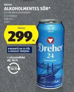 ALDI Dreher Alkoholmentes Sör ajánlat