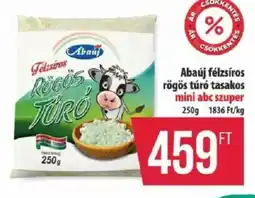 Coop Abaúj félzsíros rögös túró tasakos ajánlat