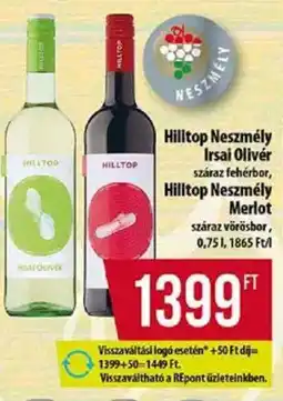 Coop Hilltop Neszmély Irsai Olivér / Merlot ajánlat