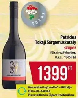 Coop Patridus Tokaji Sárgamuskotály ajánlat