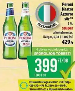 Coop Peroni Nastro Azzurro sör ajánlat