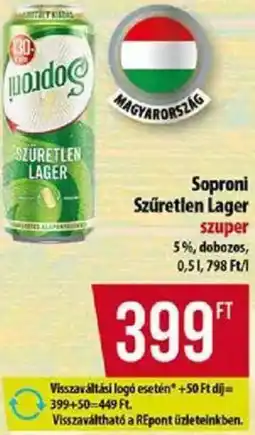 Coop Soproni Szűretlen Lager ajánlat