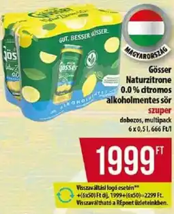 Coop Gösser Naturzitrone 0.0% citromos alkoholmentes sör ajánlat