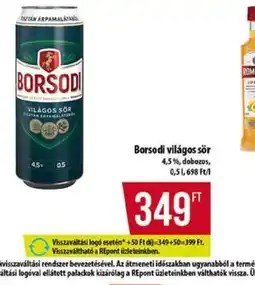 Coop Borsodi világos sör ajánlat