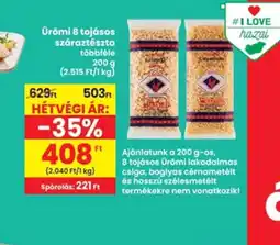 Interspar Ürömi 8 tojásos száraztészta ajánlat