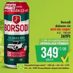 Coop Borsodi dobozos sör ajánlat