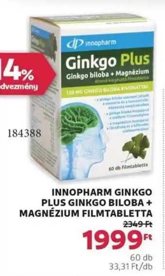 Rossmann Innopharm ginkgo plus ginkgo biloba + magnézium filmtabletta ajánlat