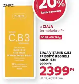 Rossmann Ziaja vitamin c.b3 frissítő reggeli arckrém ajánlat