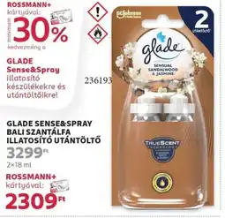 Rossmann Glade sense&spray bali szantálfa illatosító utántöltő ajánlat