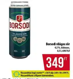 Coop BORSODI Világos sör ajánlat