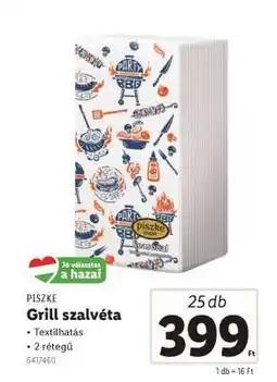 Lidl PISZKE Grill szalvéta ajánlat