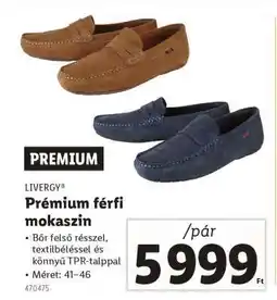 Lidl LIVERGY Prémium férfi mokaszin ajánlat