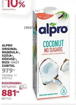 Alpro original mandula-, szója-, kókusz- stb.