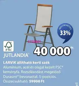 JYSK Jutlandia larvik állítható kerti szék ajánlat