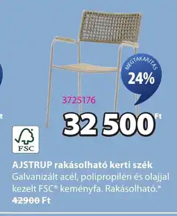 JYSK Ajstrup rakásolható kerti szék ajánlat