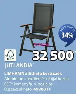 JYSK Jutlandia limhamn állítható kerti szék ajánlat