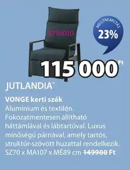 JYSK Jutlandia vonge kerti szék ajánlat