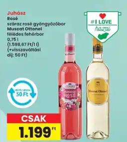 Interspar Juhász Rosé száraz rosé gyöngyözőbor Muscat Ottonel ajánlat