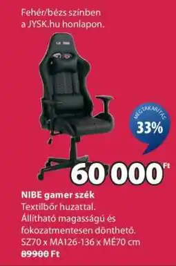 JYSK NIBE gamer szék ajánlat