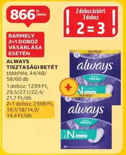 Auchan Always tisztasági betét ajánlat