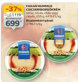 Auchan FANAN HUMMUS CSICSERIBORSÓKRÉM ajánlat