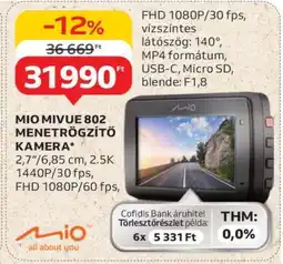 Auchan MIO MiVue 802 Menetrögzítő Kamera ajánlat