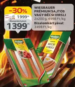 Auchan Wiesbauer Prémium Sajtos vagy Bécsi Virsli ajánlat