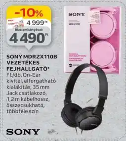 Auchan SONY MDRZX110B VEZETÉKES FEJHALLGATÓ ajánlat