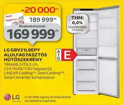 Auchan LG GBV21LOEPY Alulfagyasztós Hűtőszekrény ajánlat
