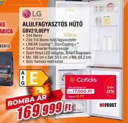 Expert LG Alulfagyasztós hűtő GBV21LOEPY ajánlat