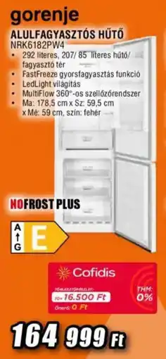 Expert Gorenje Alulfagyasztós hűtő NRK6182PW4 ajánlat