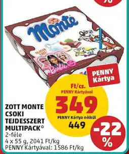 PENNY Zott monte csoki tejdesszert multipack ajánlat
