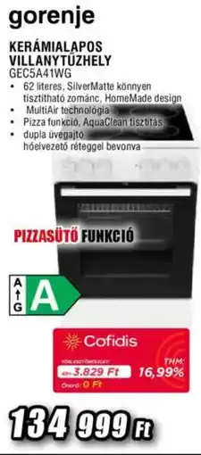 Expert Gorenje Kerámialapos villanytűzhely GEC5A41WG ajánlat