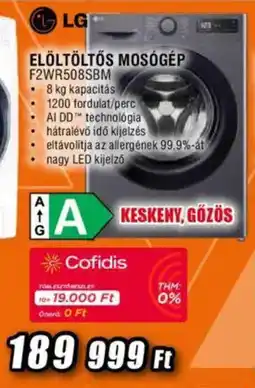 Expert LG Elöltöltős mosógép F2WR508SBM ajánlat