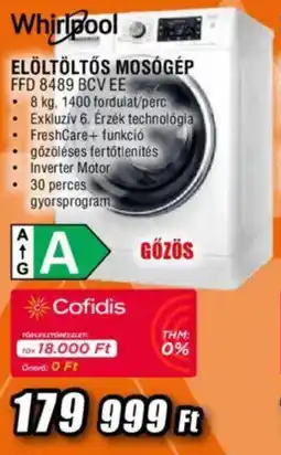 Expert Whirlpool Elöltöltős mosógép FFD 8489 BCV EE ajánlat