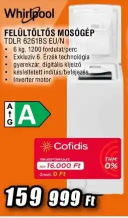 Expert Whirlpool Felültöltős mosógép TDLR 6261BS EU/N ajánlat