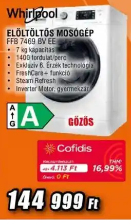 Expert Whirlpool Elöltöltős mosógép FFB 7469 BV EE ajánlat