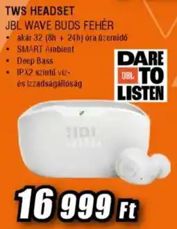 Expert JBL TWS headset wave buds fehér ajánlat