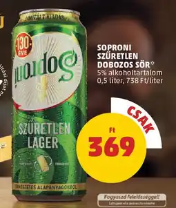 PENNY Soproni szüretlen dobozos sör ajánlat