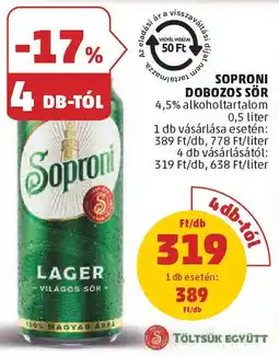 PENNY Soproni dobozos sör ajánlat