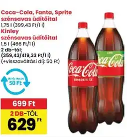 Spar Coca-Cola, Fanta, Sprite, Kinley szénsavas üdítőital ajánlat