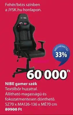 JYSK NIBE gamer szék ajánlat