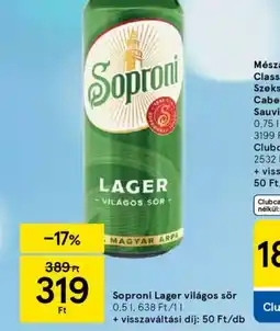 Tesco Soproni Lager világos sör ajánlat