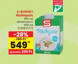 Spar S-Budget Főzőtejszín ajánlat