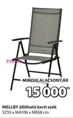 JYSK MELLBY állítható kerti szék ajánlat