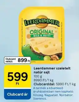 Tesco Leerdammer szeletelt natúr sajt ajánlat