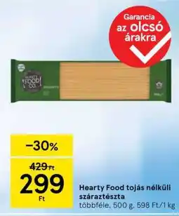 Tesco Hearty Food tojás nélküli száraztészta ajánlat
